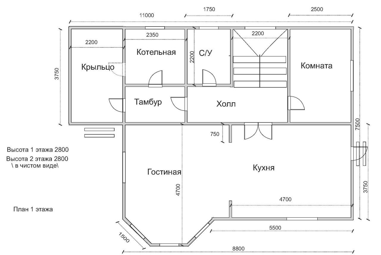 Схема дома по размерам