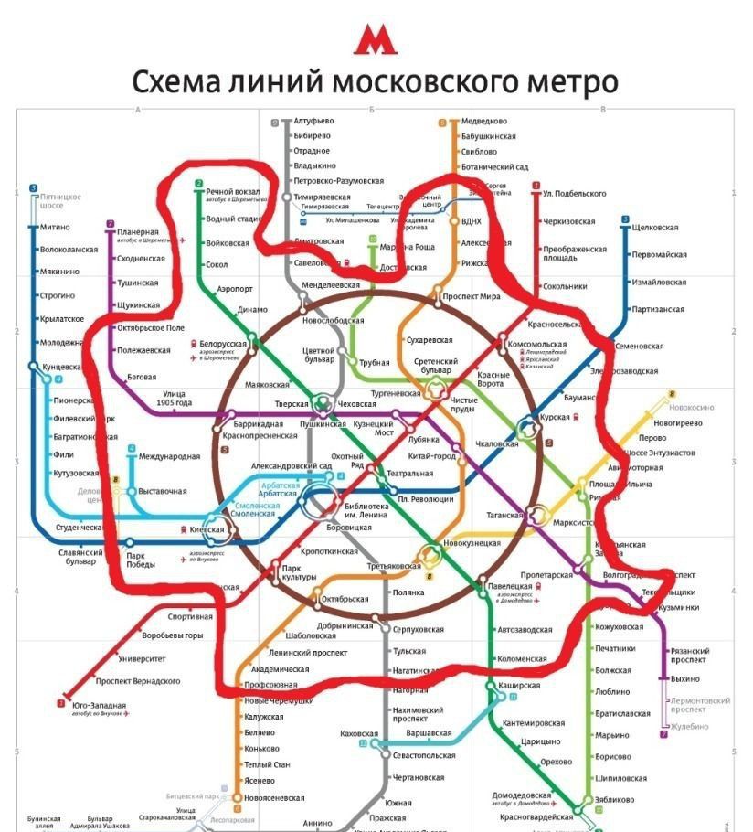 Карта метрополитена города москвы крупным планом