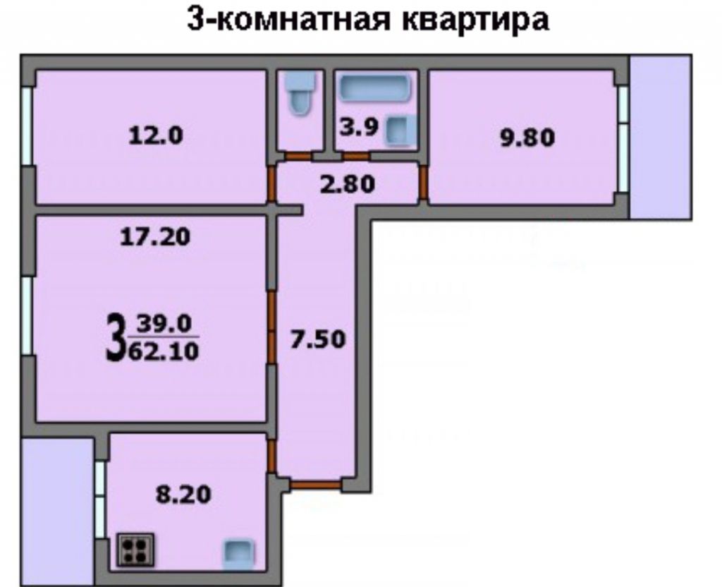 П-30 Строгинский бул. 17к1 планировка 2-х комнатная