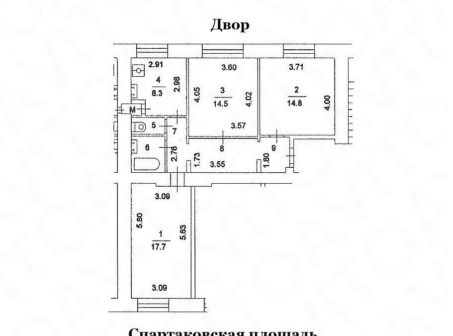 Площадь трешки