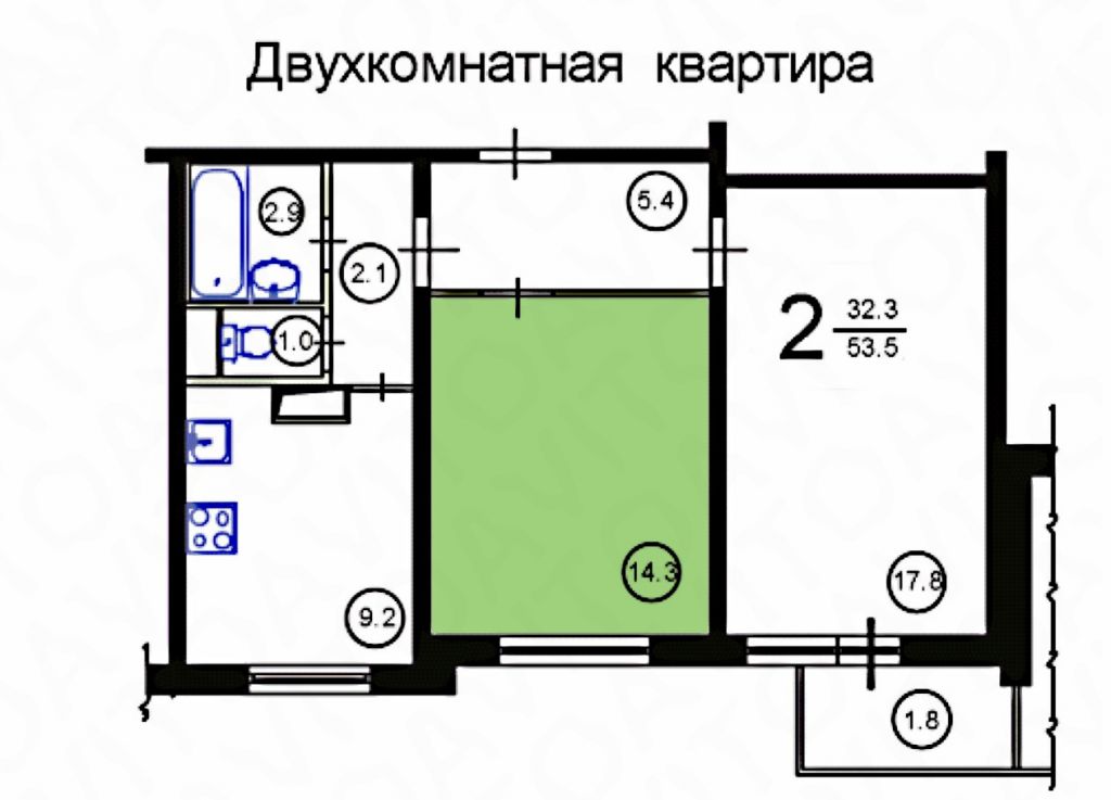 Планировка брежневки 1 комната